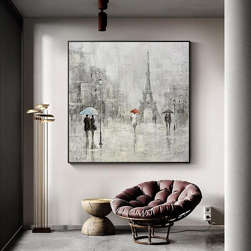 Hand Painted Abstract Landscape Paris Love Oil Painting On Canvas Thick Oil Wall Art Dcor For Living Room Home Decoration Unframed3