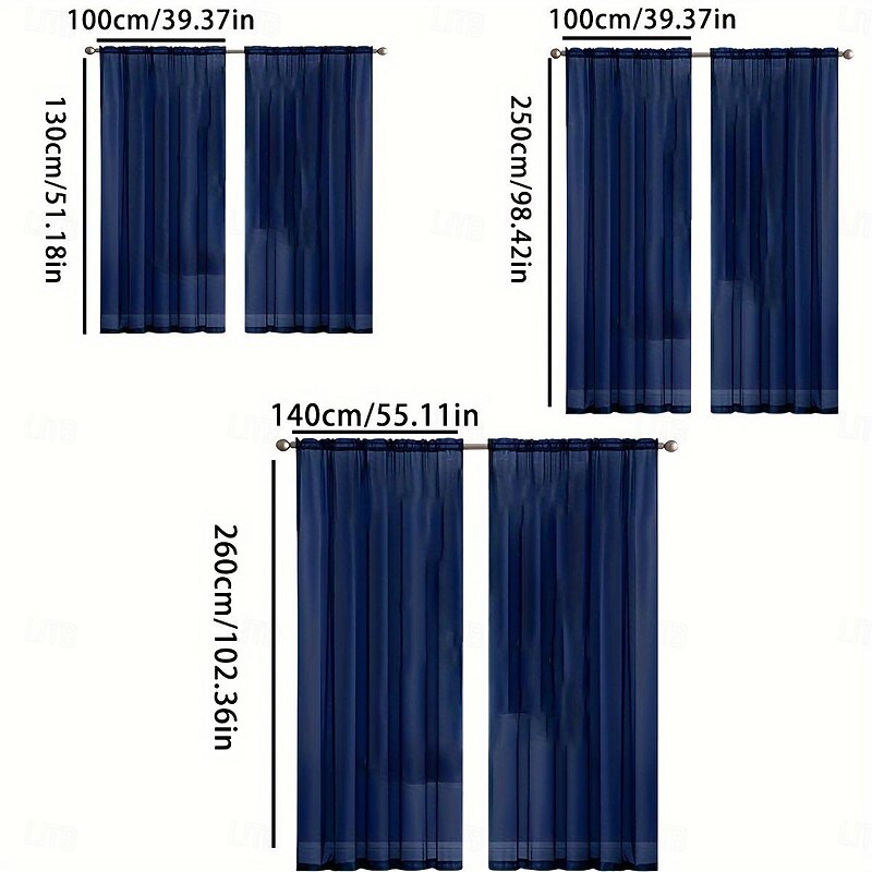 Solid Color Trilon Curtains, Gauze Curtains, Semi-Blackout Balcony Thin Curtains3