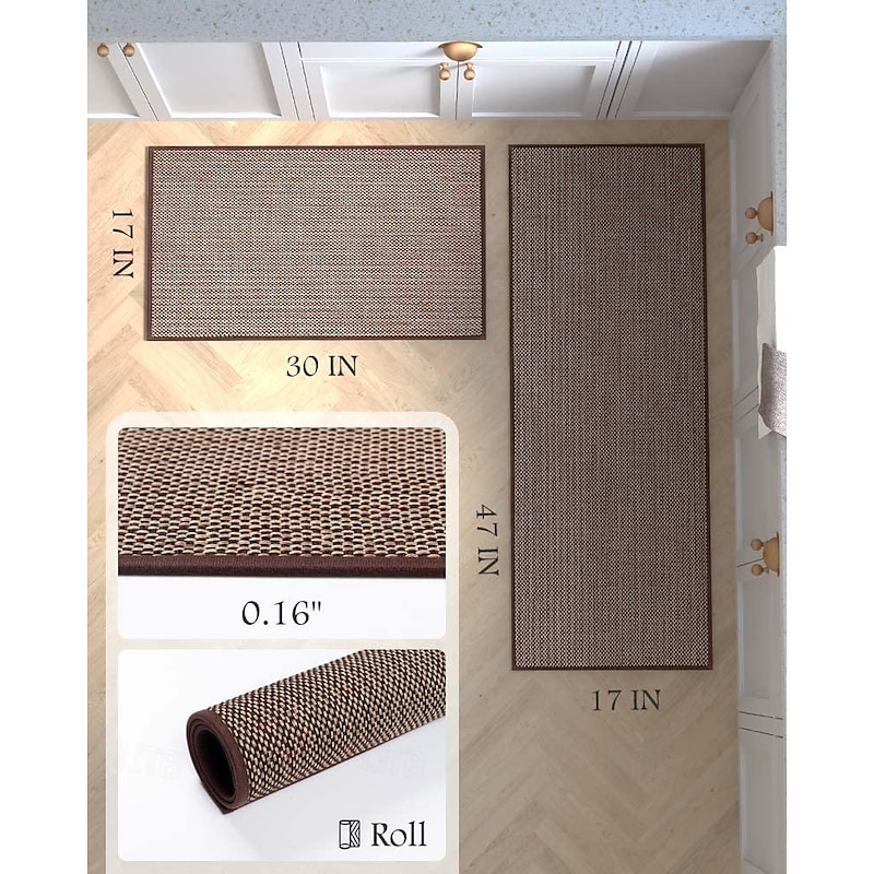 Kitchen Rugs & Mats Non-Skid WashableAnti-Fatigue, Non-Slip Absorbent Woven Runner Rubber Backed for Floors, Machine Washable Farmhouse Standing Mats for Sink, Laundry Room, Hallway4