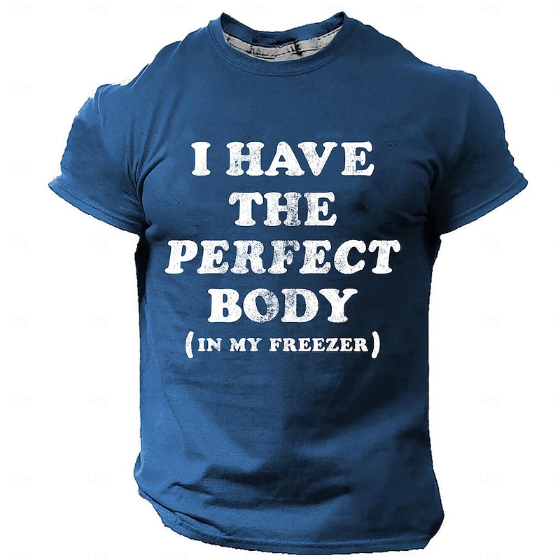 Men's Short Sleeve Graphic T-Shirt - 'I Have The Perfect Body (In My Freezer)' Funny Dark Humor Pun Tee
