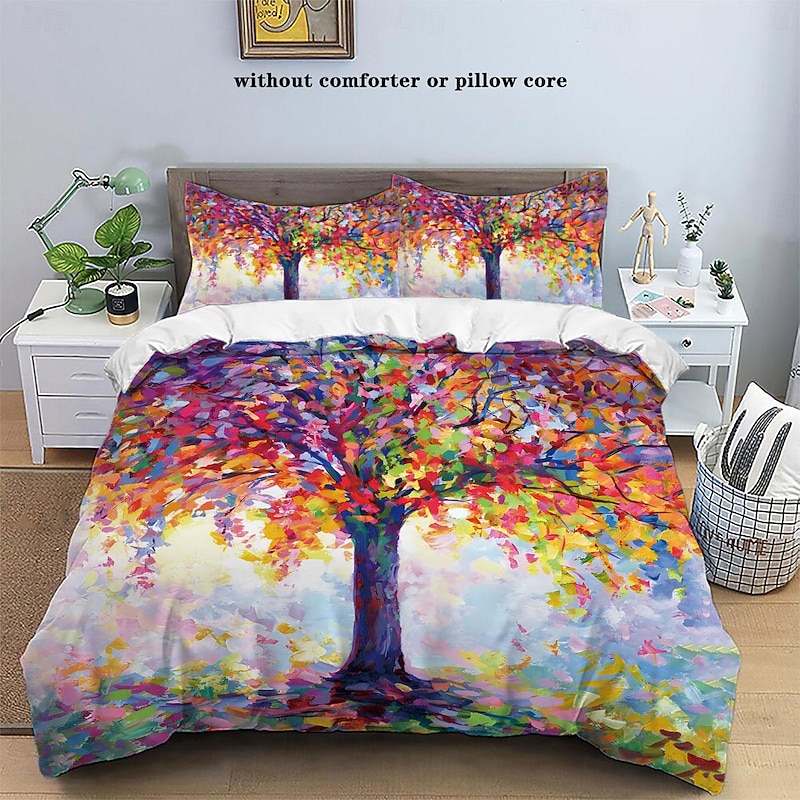 Van Gogh Oil Painting Tree 3-Piece Duvet Cover Set for Summer Soft Skin Friendly Long Lasting for Hotel Bedroom Guest Room Bedding Comfy Set