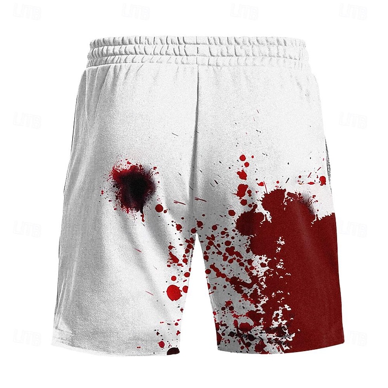 Men's Blood Splatter Letter Halloween Costumes Swim Shorts Board Shorts Swimming Trunks Mid Waist Fashion Streetwear Designer Casual Daily Holiday Drawstring Pocket Elastic Waist Designer Clothing4