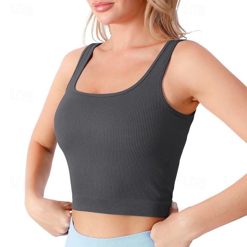 Women's Tank Top Scoop Neck Lightweight Comfortable Breathable Sporty Sleeveless Light Support Sports Solid Color Tank Top For Gym Workout Running Fitness Slim Activewear2