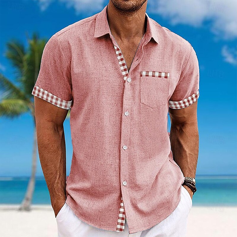 Men's Button Up Shirt Printed Shirts Short Sleeve Hawaiian Resort Vacation Holiday Daily Wear Summer Turndown Pocket Buttons Yellow Pink Blue Green4