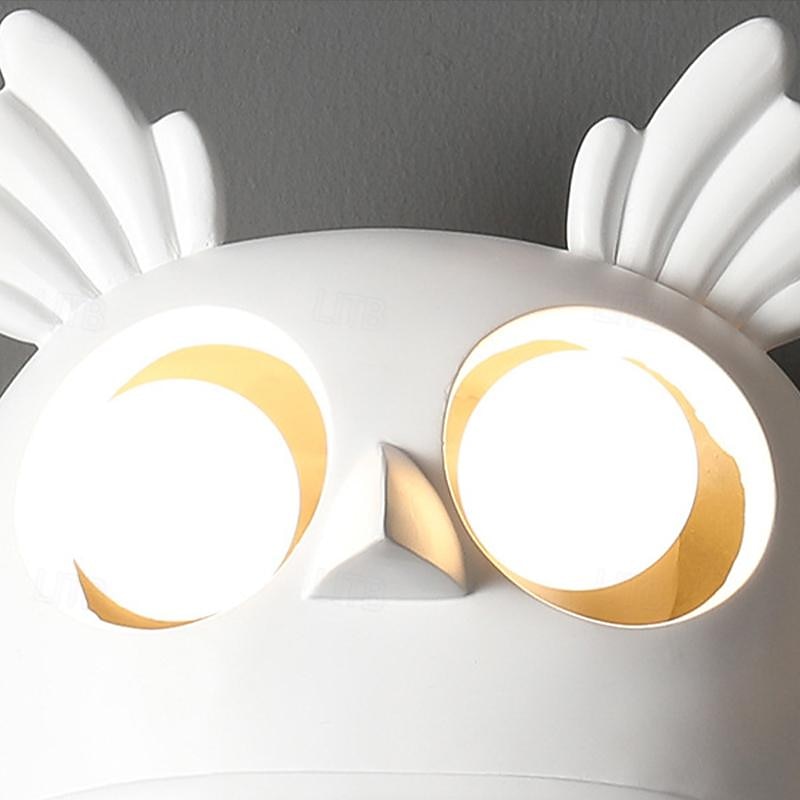 LED Indoor Wall Lamp Warm White 28/40cm E27 Vintage White Owl Wall Sconce Light Decorative 2 Lamp Resin Wall Mounted Light for Corridor Kids Room 110-240V3