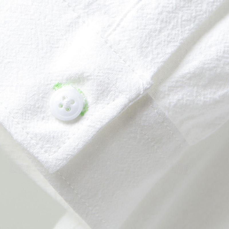 Men's Shirt Linen Shirt Chinese Collar Shirt Mandarin Collar Shirt Popover Shirt Casual Shirt Plain Vacation Hawaiian Black White Beige Light Blue 3/4 Length Sleeve Band Collar Summer Clothing Apparel3