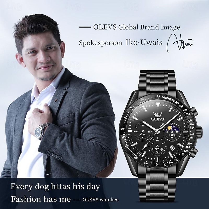 OLEVS Men Quartz Watch Outdoor Fashion Casual Wristwatch Luminous Calendar Waterproof Decoration Steel Watch2