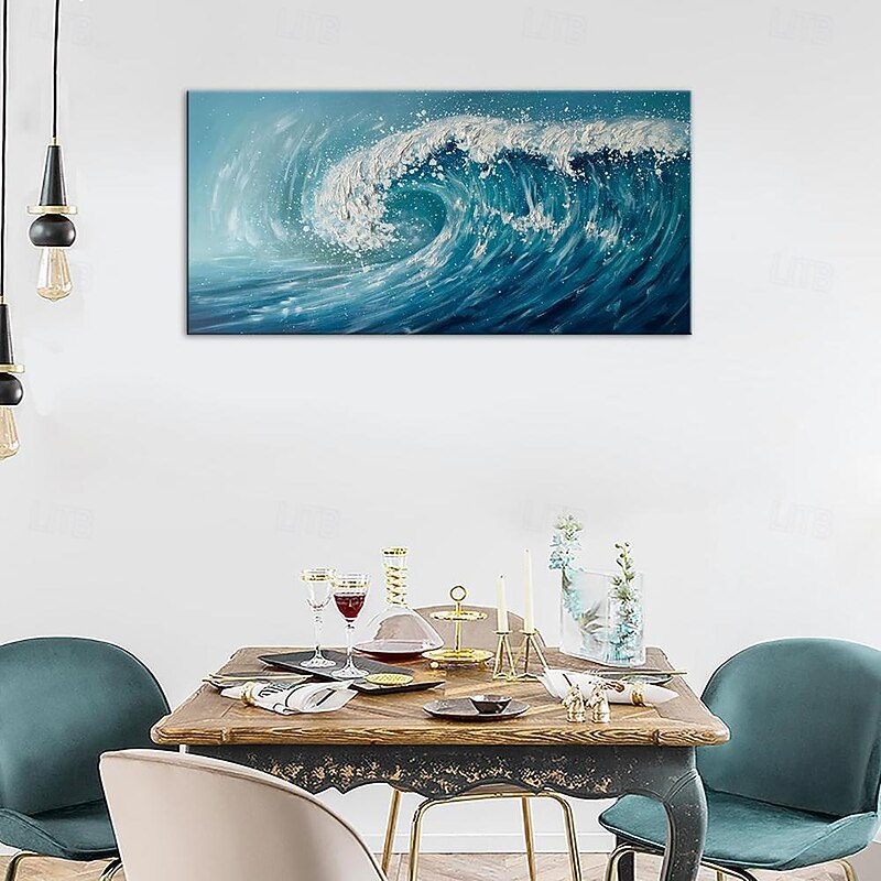 Handmade Oil Painting Canvas Wall Art Decoration Modern Abstract Sea Wave Summer Landscape for Living Room Home Decor Rolled Frameless Unstretched Painting4