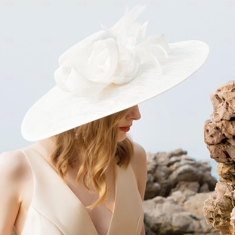 Hats Flax Bucket Hat Sun Hat Top Hat Wedding Tea Party Elegant Wedding With Feather Bowknot Headpiece Headwear3