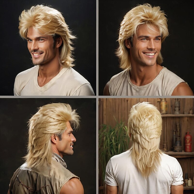 Mullet wigs 80s Costumes Fancy Party Accessory Cosplay Wig Synthetic Wigs2