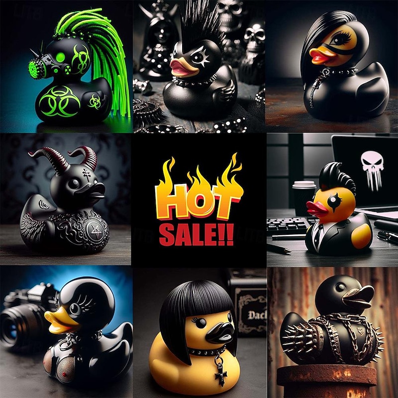 Duck Statue Decor Goth Satanic Duck, Gothic Punk Resin Collectible Figurines Ducks, Cute Little Duck Statue Crafts, Novelty Decorative Satan Duck Ornaments Halloween Decoration