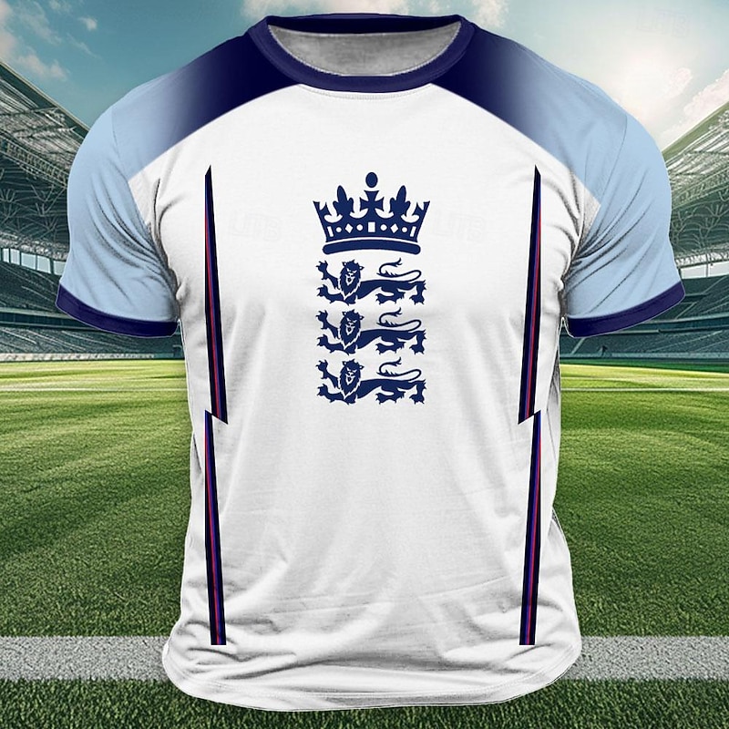 Men's England T Shirt Short Sleeve T shirt 3D Print Crew Neck Shirt Outdoor Athleisure Blue Summer Spring Clothing Apparel S M L XL XXL XXXL