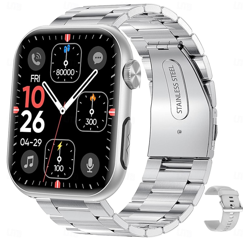 iMosi MT500 Smart Watch 1.97 inch Smartwatch Fitness Running Watch Bluetooth ECG+PPG Temperature Monitoring Pedometer Compatible with Android iOS Women Men Hands-Free Calls Waterproof Media Control