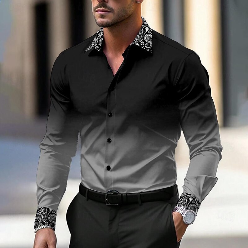 Men's Dress Shirt Printed Shirts Formal Black Pink Blue Long Sleeve Turndown Fall Winter Clothing Apparel Buttons