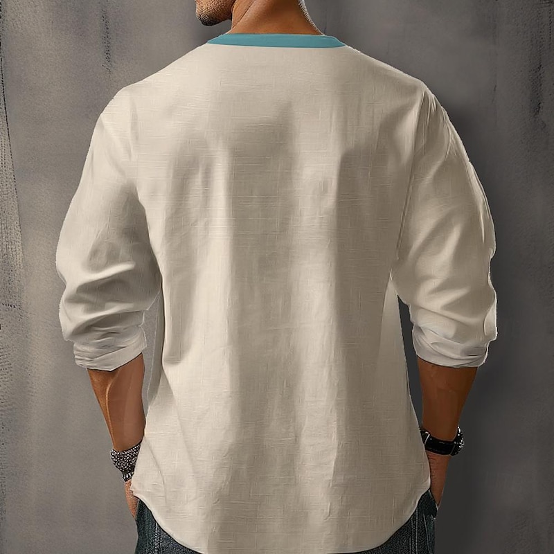 Men's Shirt Button Up Shirt Long Sleeve Casual Tribal Holiday Summer Spring Fall Stand Collar Print Blue Beige3