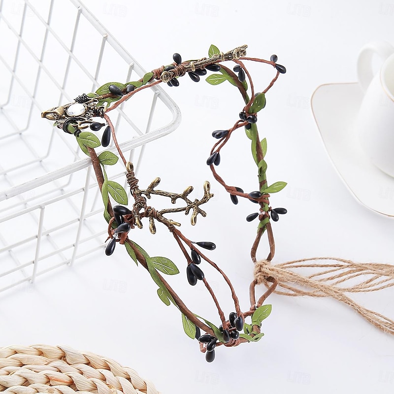 Floral Medieval Renaissance Headpiece Headband Fairy Elven Fancy Dress Women's Celtic Fantasy Royal Halloween Carnival Masquerade Party / Evening Adults' Headwear4