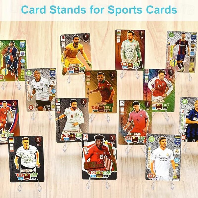 30 Packs Card Display Stand Sturdy and Stable Premium Acrylic Sports Card Holder Versatile Use Clear Mini Easel Stand for Challenge Coins PSA Graded Baseball Trading Cards(2.2 Inch)4
