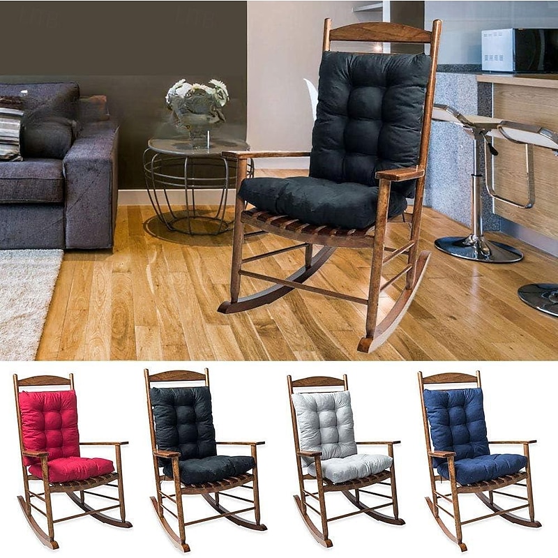 Rocking Chair Cushion Set Back Chair Cushion Indoor Outdoor Non-Slip Soft Thickened Patio Chaise Lounger Cushion Overstuffed Patio Chair Cushion2