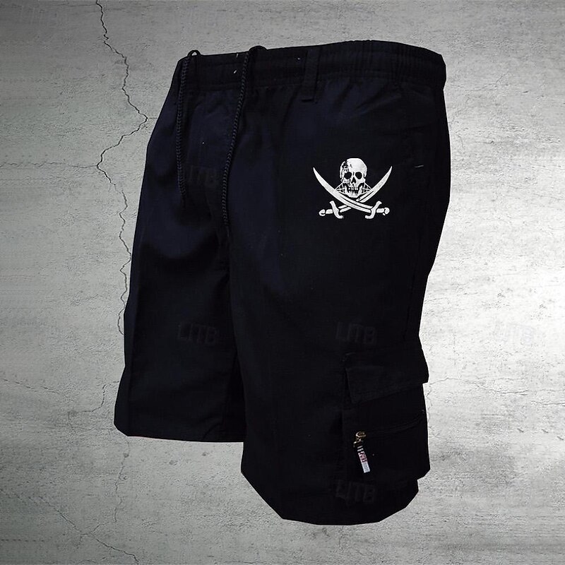Men's Tactical Shorts Cargo Shorts Shorts Drawstring Elastic Waist Multi Pocket Skull Wearable Short Outdoor Daily Camping & Hiking Fashion Classic Black Army Green3