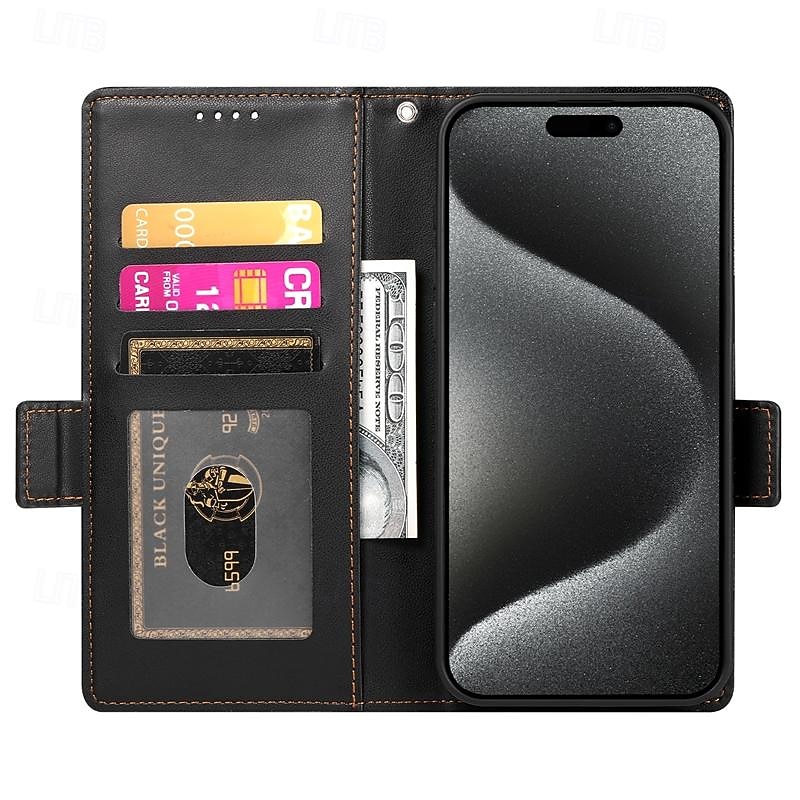 Phone Case For Samsung Galaxy S25 S24 S23 S23 FE S22 S21 Ultra Plus A55 5G A35 5G A25 A15 Back Cover with Stand Holder Magnetic Card Slot Retro TPU PU Leather3