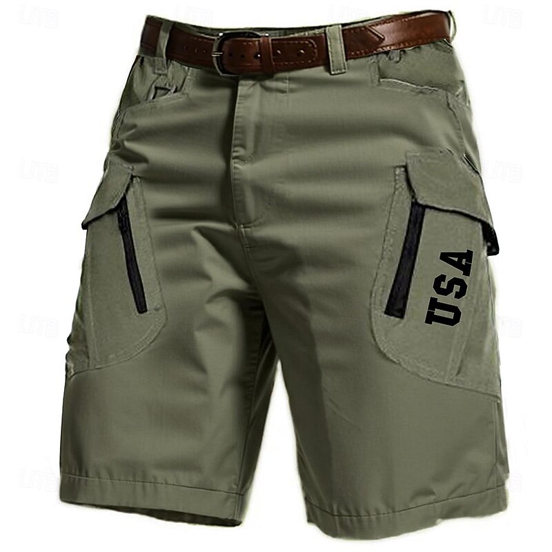 Men's Letter Cargo Shorts Mid Waist Sports Fashion Streetwear Sports Outdoor Casual Daily Drawstring Side Pockets Elastic Waist Designer Clothing Apparel4