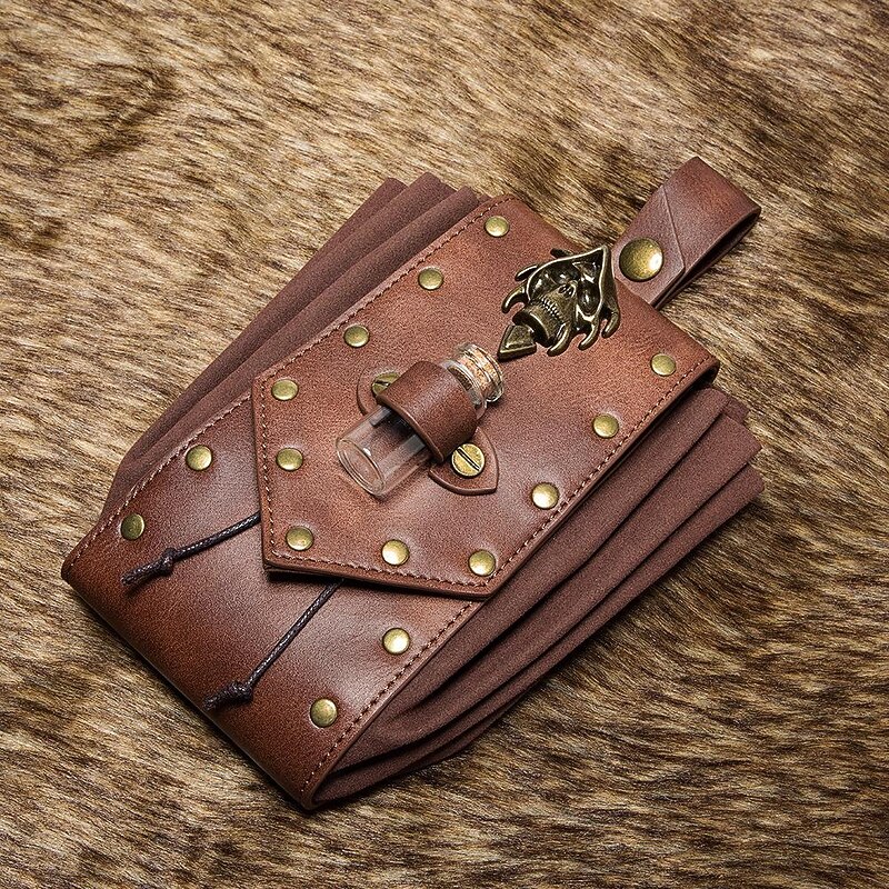 Retro Vintage Medieval Renaissance Bag Belt Pouch Dice Bag Pirate Viking Ranger Fancy Dress Men's Women's Unisex Pirate Fantasy Steampunk Halloween Carnival Performance Party LARP Adults' Bag2