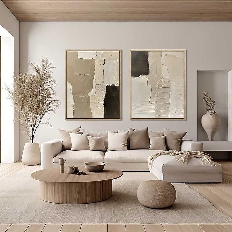 Large Brown Abstract Canvas Paintings handmade Beige Wall Art Black Abstract painting Wall Art Brown Textured painting handmade Wall Art Neutral painting Wall Decor.3