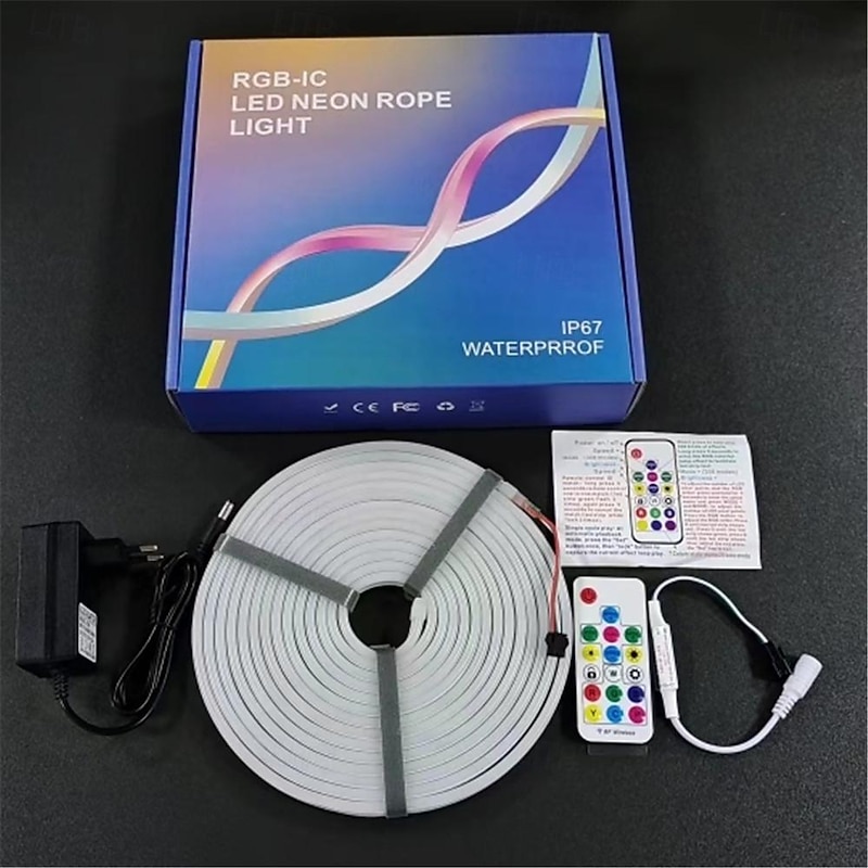 Waterproof Smart Wifi Neon LED Strip Lights, 12V Silicone Neon Rope Light with 17key RGBIC Dream color Chasing Strip Tape for Room DIY2