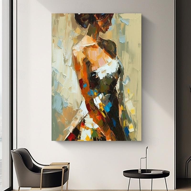 Abstract Textured Lady oil painting hand painted Figurative Dancing girl painting wall art Extra large nude girl painting Impressionism texture girl oil painting  home Decorative wall art Oil painting3