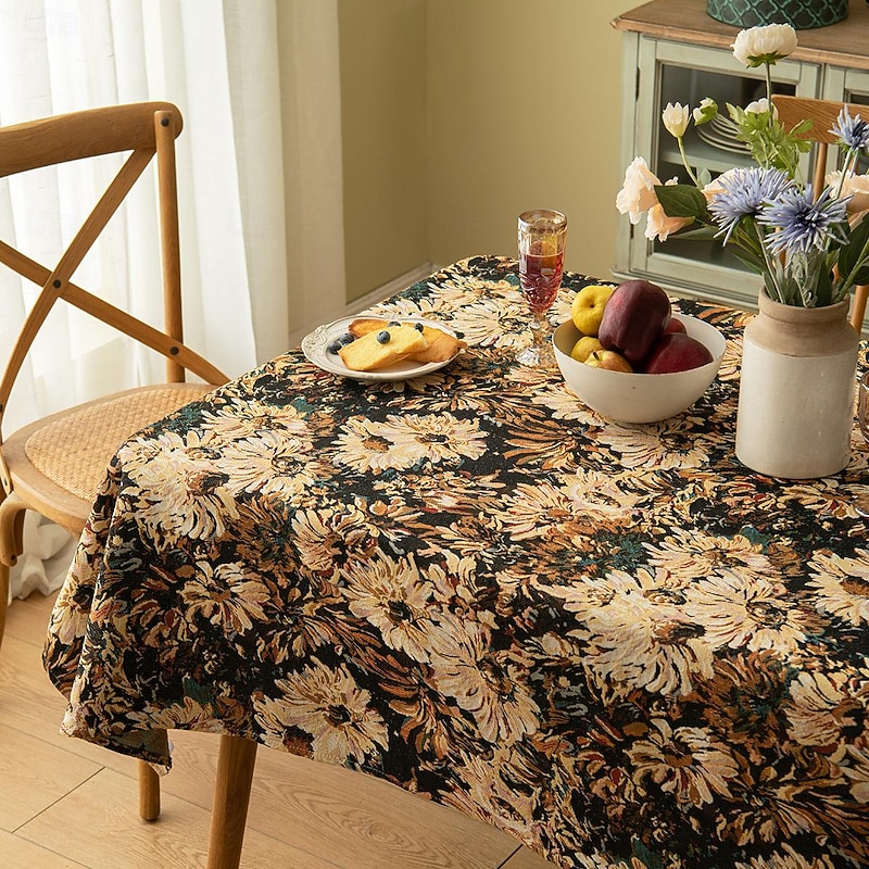 Moroccan Jacquard Tablecloth Stain and Wrinkle Resistant Washable Polyester Table Cloth, Decorative Fabric Table Cover for Dining Table, Buffet Parties and Camping
