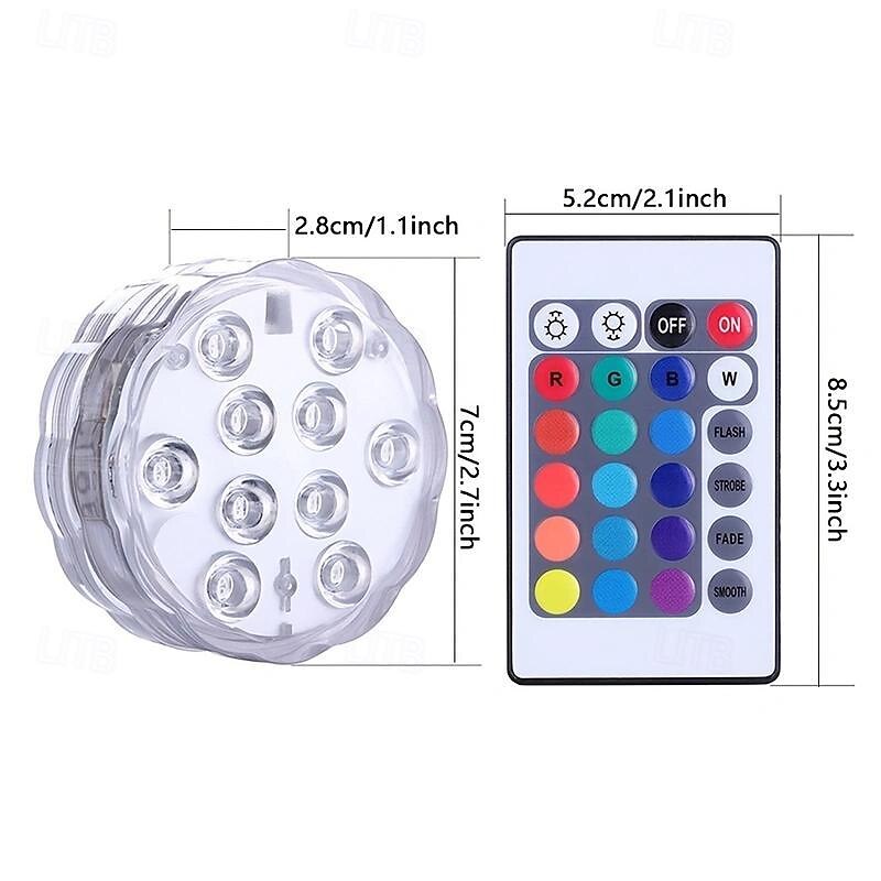 1/2/4 Pcs, Submersible LED Pool Lights with Infrared Sensor, Waterproof Underwater Pool Lights for Inground Pool ,Color Changing Underwater Lights for Ponds Battery Operated4