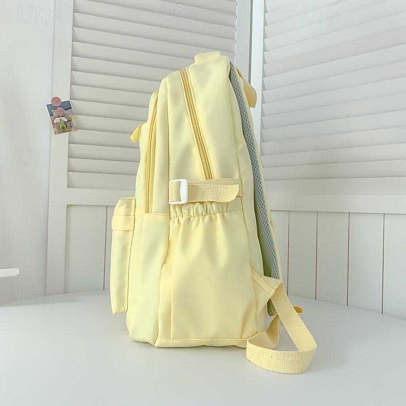 Women's Backpack School Bag Bookbag School Daily Solid Color Nylon Large Capacity Breathable Durable Zipper Black Yellow Blue4