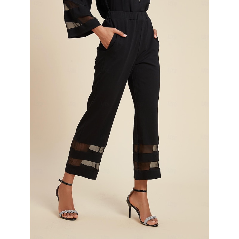 Women's Pants Trousers Ankle-Length Chiffon Modal with Pockets Casual Daily Traditional / Classic Daily Wear Weekend Black Spring & Summer S M L