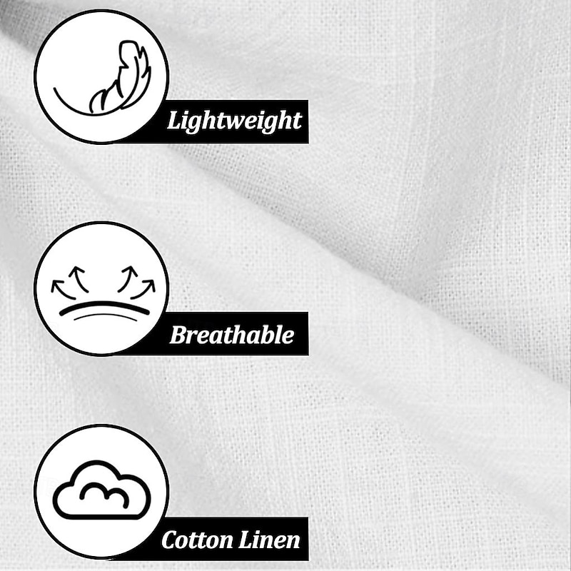 Men's Linen Pants Trousers Summer Pants Front Pocket Straight Leg Plain Comfort Breathable Casual Daily Holiday Fashion Basic Black White2