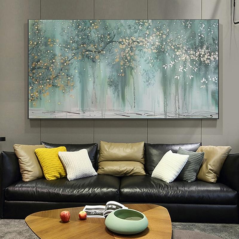 Hand painted  Abstract Oil Painting on Canvas Modern Abstract Wall Art Original Oil Painting Living Room Wall Art Green Sky Wall Art Gift for Her Room Bedroom Decor4