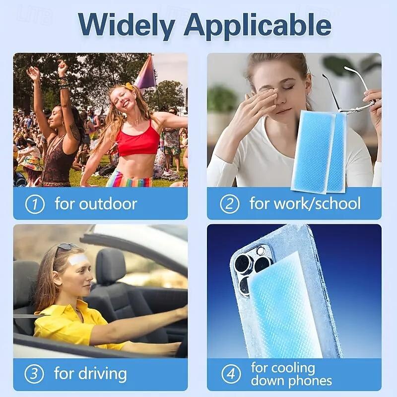 20pcs Cooling Patch, 8 Hours Fever Cooling Gel Pads, Hot Flash Blue Forehead Cold Cooling Sticker Sheets2