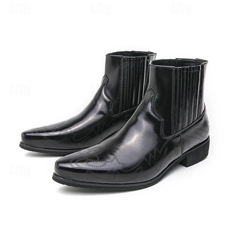 Men's Vintage Bronze Faux Leather Ankle Boots with Western Stitching, Stylish and Durable for Casual and Dressy Occasions 9