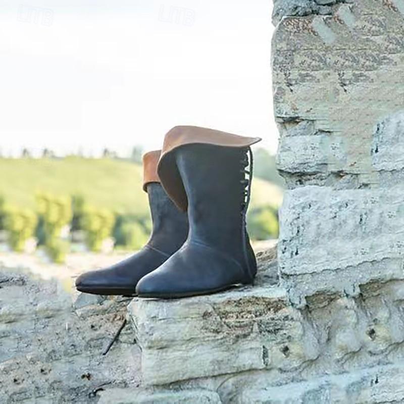 Medieval Renaissance Shoes Flat Jazz Boots Viking Crusader Fancy Dress Men's Masquerade Party / Evening LARP Ren Faire Adults' Shoes