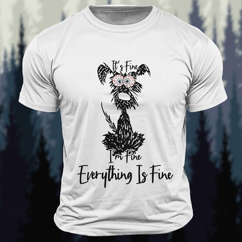 Men's T shirt Tee Top Cat Letter Printed Funny Crew Neck Clothing Apparel Short Sleeve Print Classic Casual - Main Image