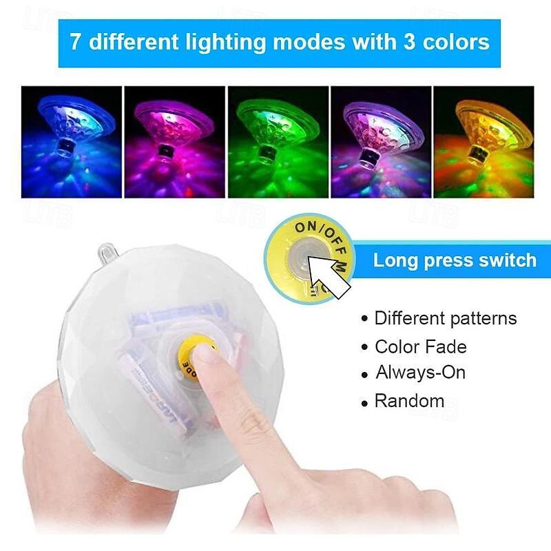1pc LED Color Changing Floating Pool Lights, Waterproof Matte Finish Swimming Pool Light Float with 7 Modes Lighting Underwater Waterproof Floating Pond Light for Disco Pool Pond Fountain3