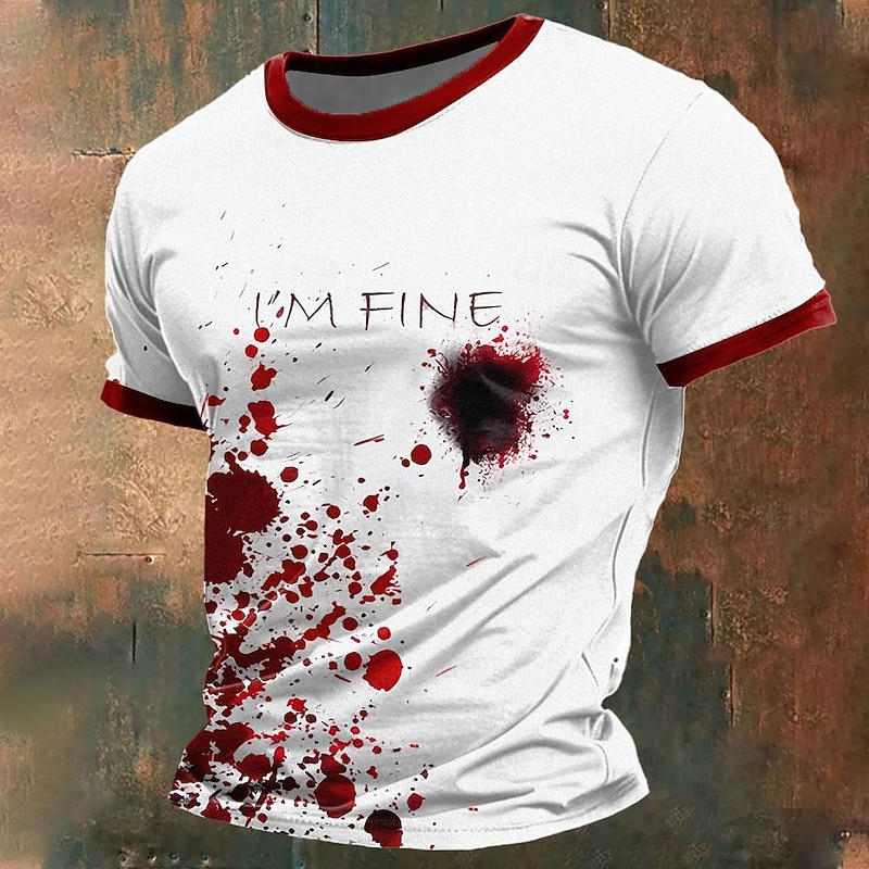 Men's Blood Splatter Blood stains T Shirt Short Sleeve T shirt 3D Print Crew Neck Shirt Designer Steampunk Carnival Party Street Red Blue Green Summer Spring Clothing Apparel S M L XL XXL XXXL