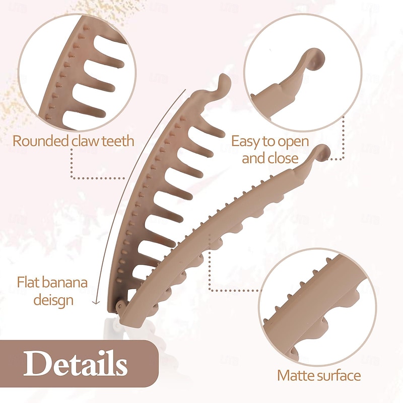 1PC Banana Hair Clips, Brown Banana Clips for Women Girls, Large Claw Clips for Thick Thin Hair, 5.3 In Hair Clips for Ponytail Holders, Women Hair Accessories Gifts4