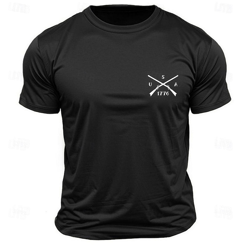 Veterans Day Men's Patriot Patriotic Veteran Flag Letter American US Flag Eagle T shirt Tee Top Short Sleeve T shirt Crew Neck Shirt Sports Classic Casual Street Sports Outdoor Black Army Green Dark2