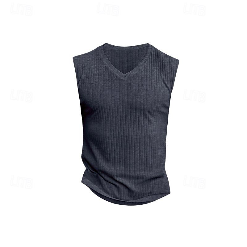 Men's Tank Top Undershirt Sleeveless Shirt Muscle Shirt Sleeveless V Neck Summer Plain Pit Strip Fashion Designer Muscle Outdoor Going out Gym Black White Light Grey Top Tee for Men2