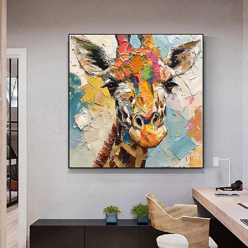 Giraffe  Oil Painting African Animals painting handmade  Wall Art Wild Animals Impasto Textured Artwork Gifts paintings for Kids room decoration2