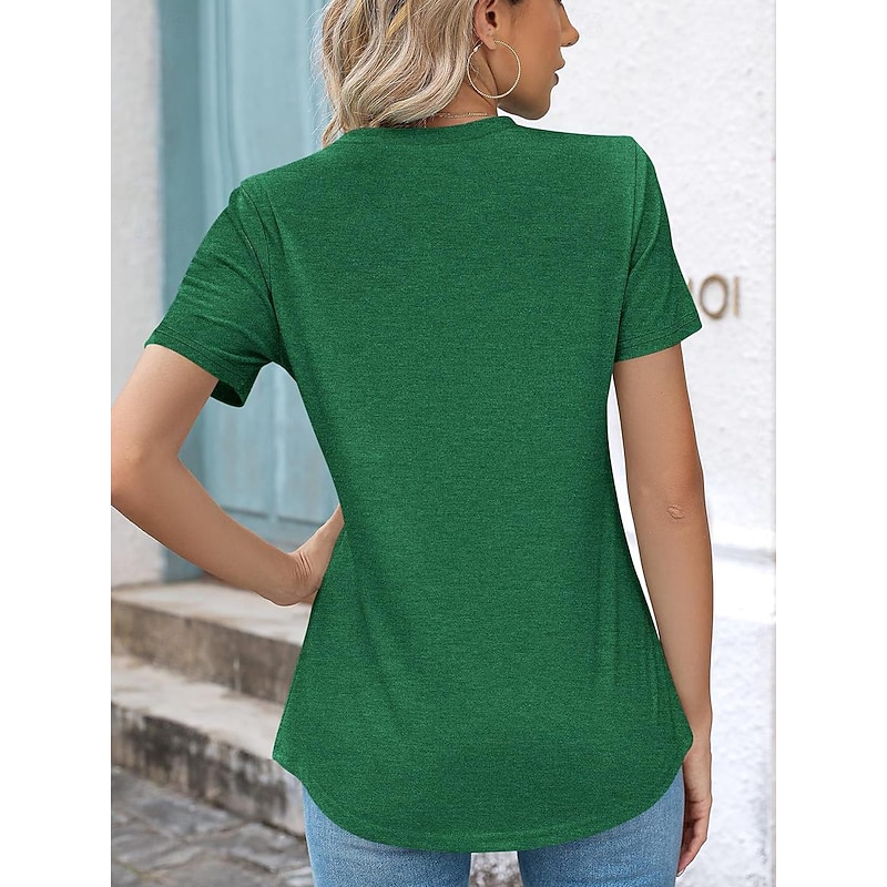 Women's T Shirt Plain Casual Short Sleeve Crew Neck Regular Tops Daily White Blue Purple Green Summer3