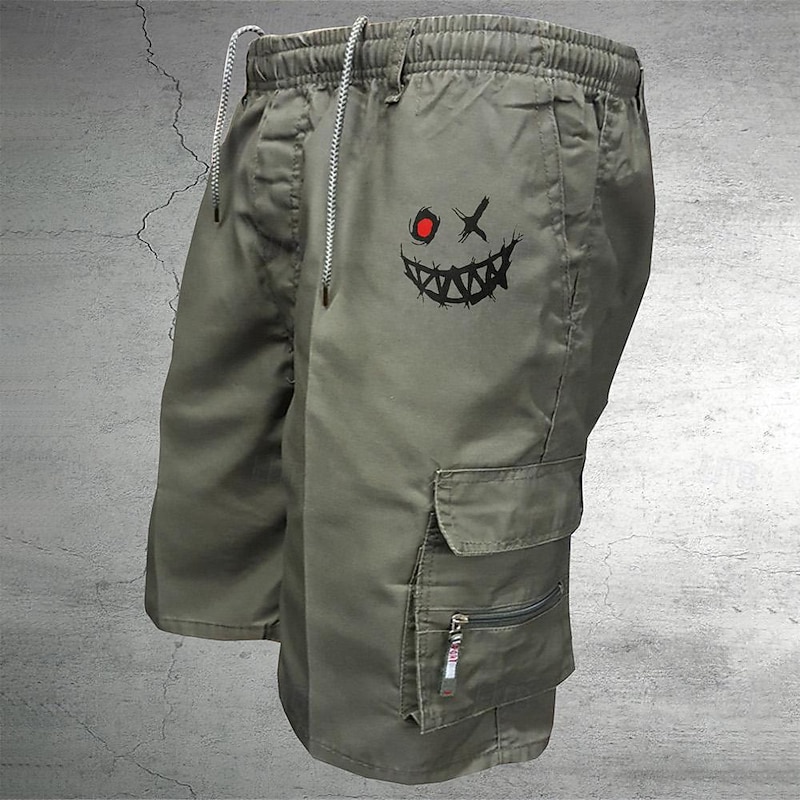 Men's Tactical Shorts Cargo Shorts Shorts Drawstring Elastic Waist Multi Pocket Cartoon Wearable Short Outdoor Daily Camping & Hiking Fashion Classic Black Army Green3