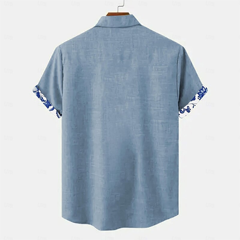 Men's Shirt Linen Shirt Beach Shirt Summer Hawaiian Shirt Daily White Blue Green Short Sleeve Turndown Summer Spring Clothing Apparel2