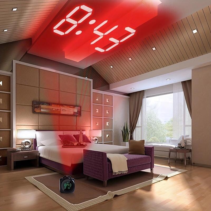 1pc Multifunctional Digital Alarm Clock  with Projector Light , Easy-to-Read LCD Display - Ideal for Bedroom and Living Room Decor2