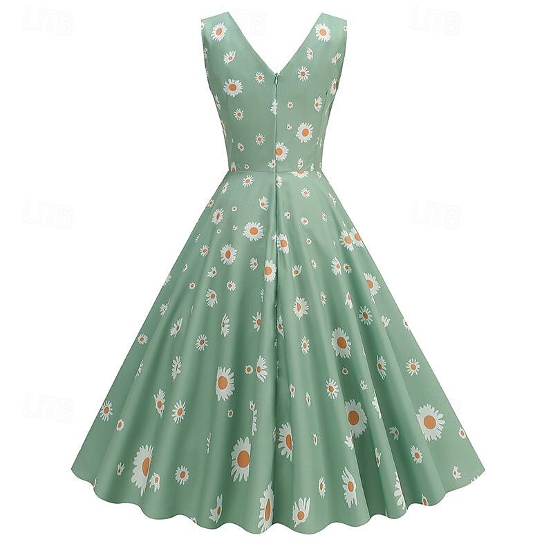 Retro Vintage 1950s Vacation Dress Midi Dress Swing Dress Flare Dress Floral Fruit Fancy Dress Women's Masquerade Casual Daily Bachelorette Party Adults' Dress Homecoming Dresses